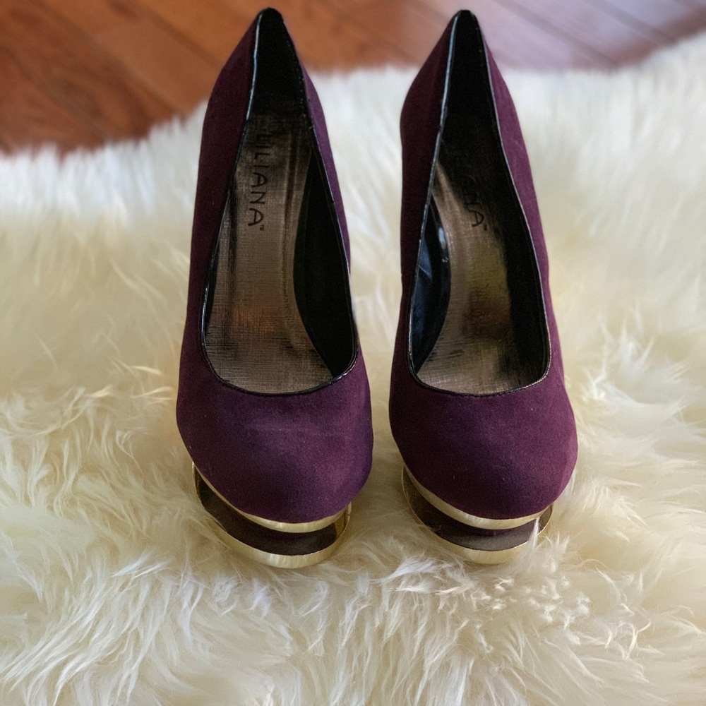 Purple w/Gold trim heels - Picture 2 of 6
